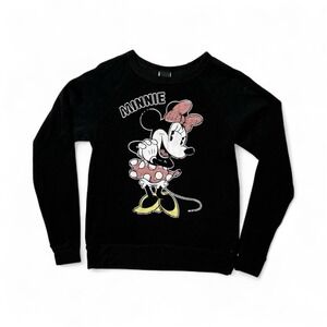 Disney Minnie Mouse Graphic Black Crewneck Sweatshirt Pullover Girls'‎ Medium